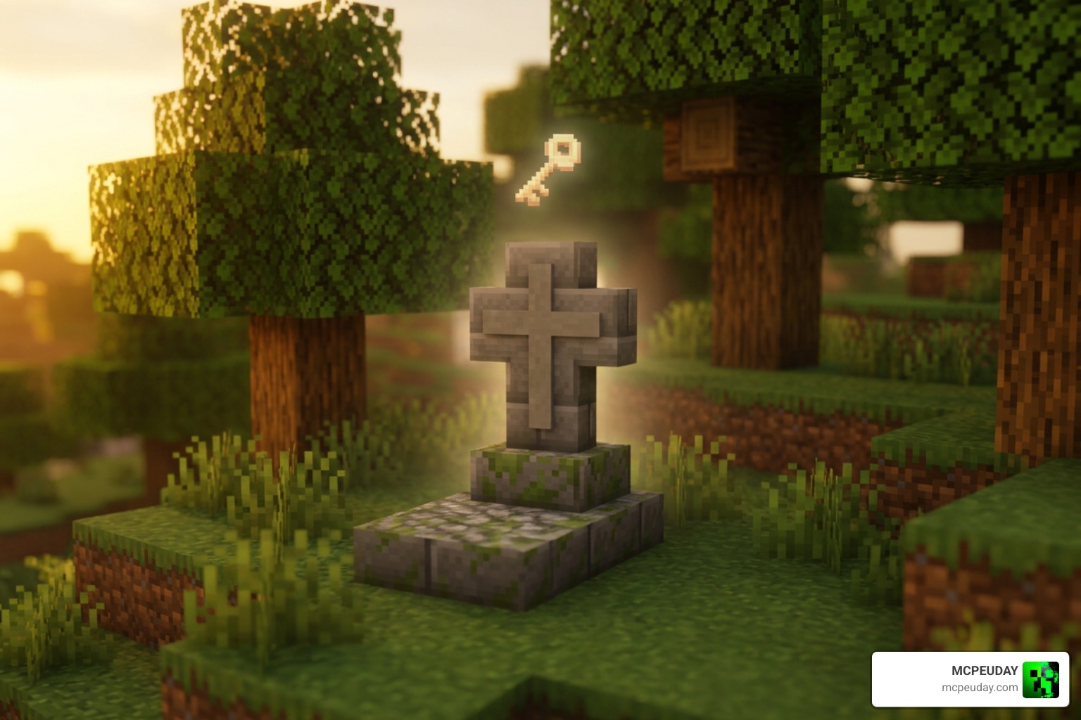 Custom tombstone models and grave markers in a survival world