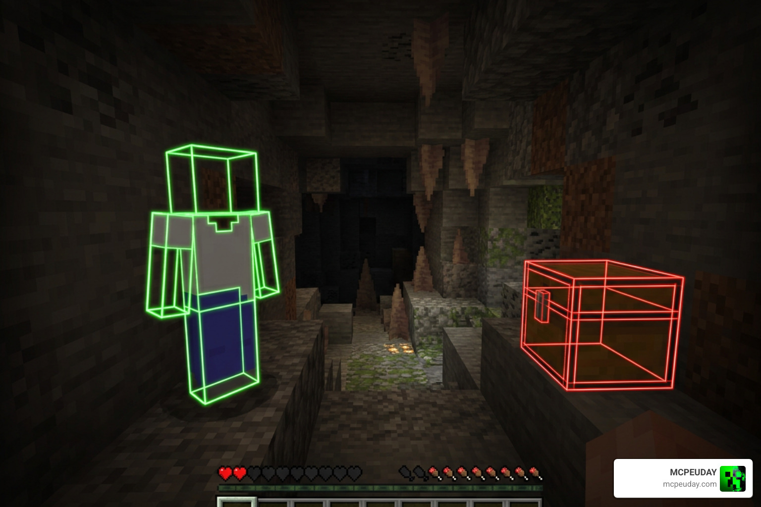 Chest and player outlines visible through solid walls Chest and player outlines visible through solid walls
