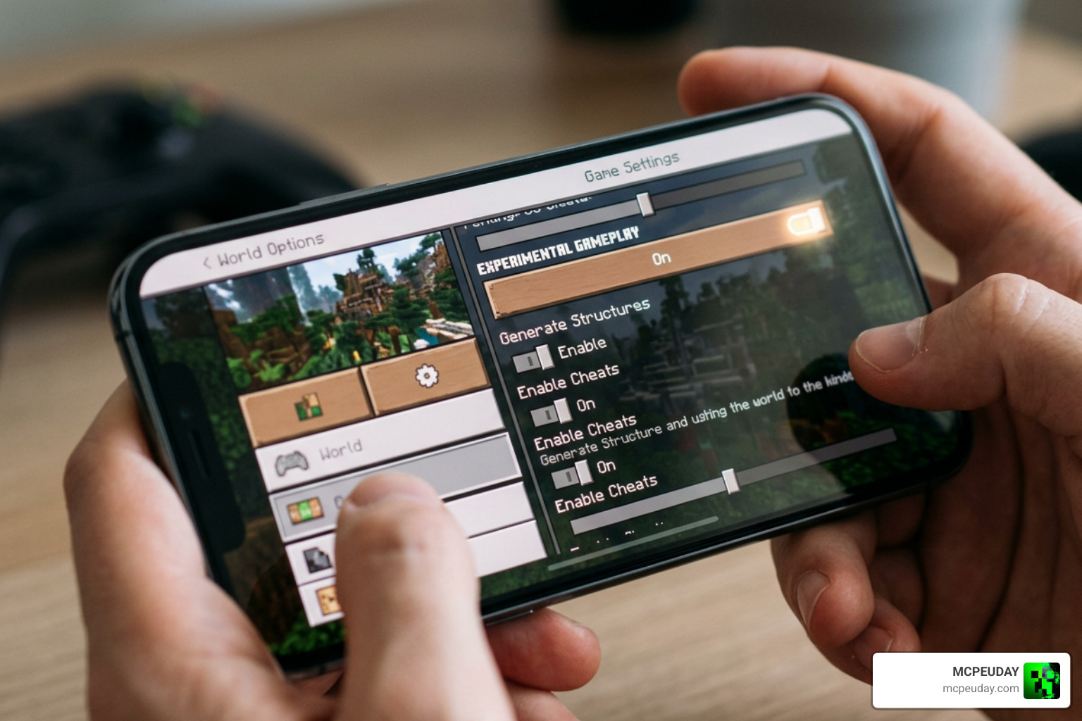 Minecraft PE experimental gameplay settings enabled Minecraft PE experimental gameplay settings enabled