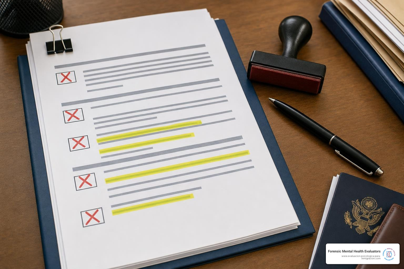 immigration application denial notice checklist highlighting missing exhibits and legal errors immigration application denial notice checklist highlighting missing exhibits and legal errors