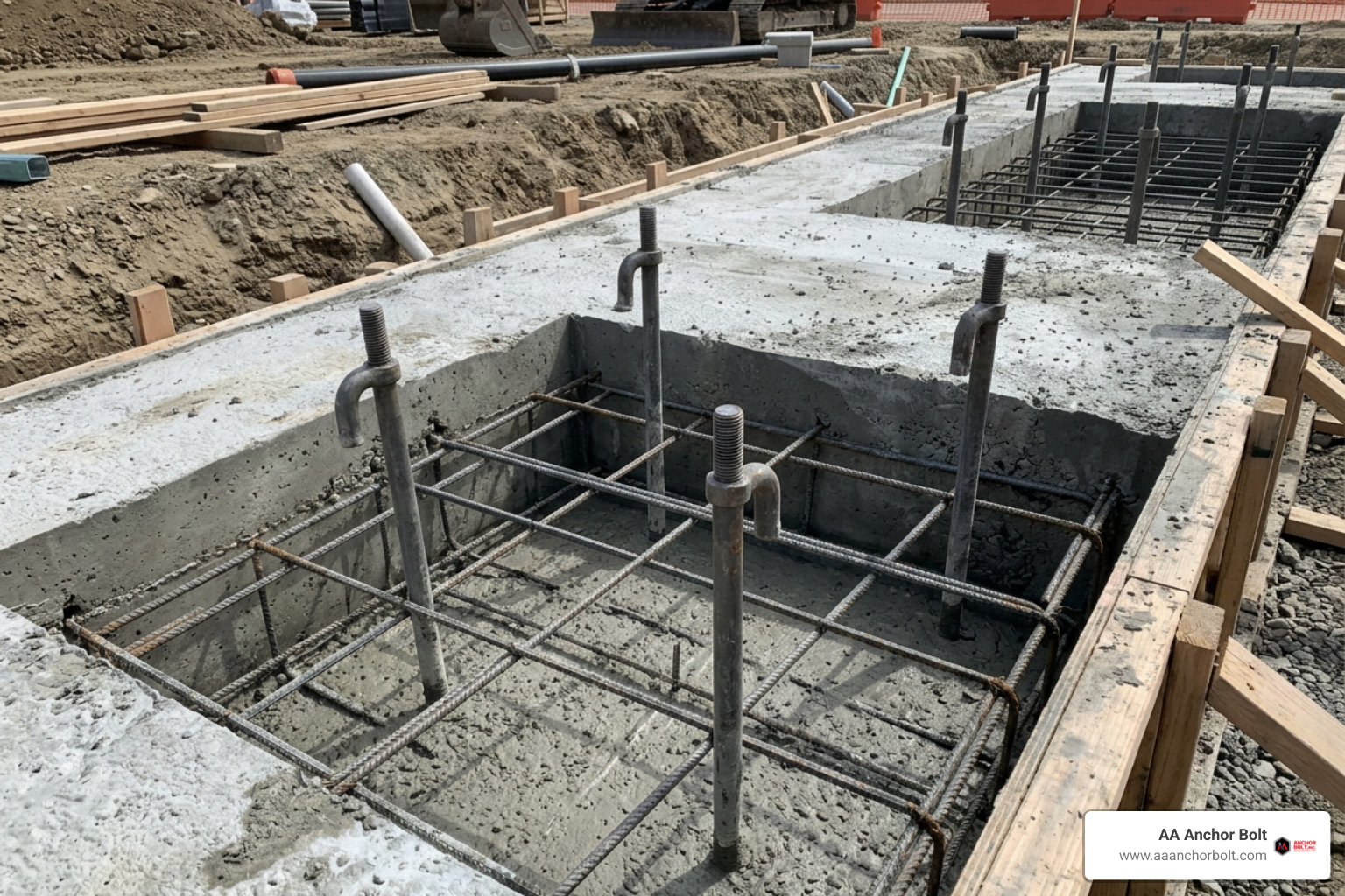 Cast-in-place anchor bolt assemblies embedded in concrete Cast-in-place anchor bolt assemblies embedded in concrete