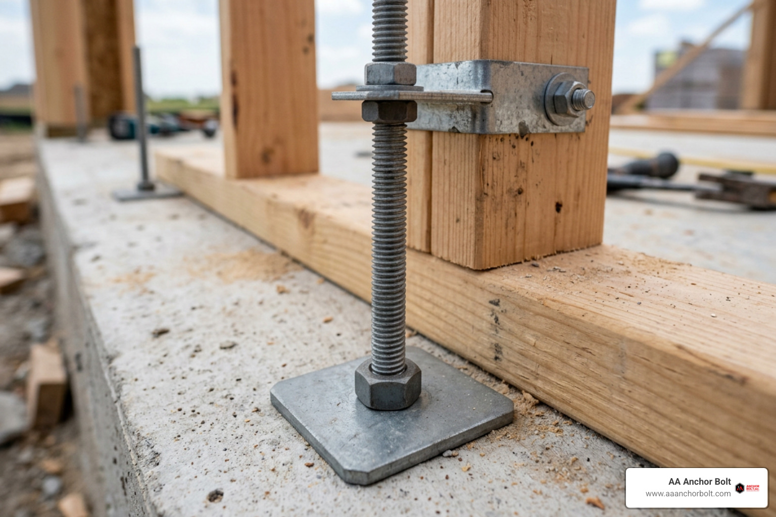 1/2-inch all-thread rod used in concrete foundation anchoring and structural tie-down assemblies 1/2-inch all-thread rod used in concrete foundation anchoring and structural tie-down assemblies