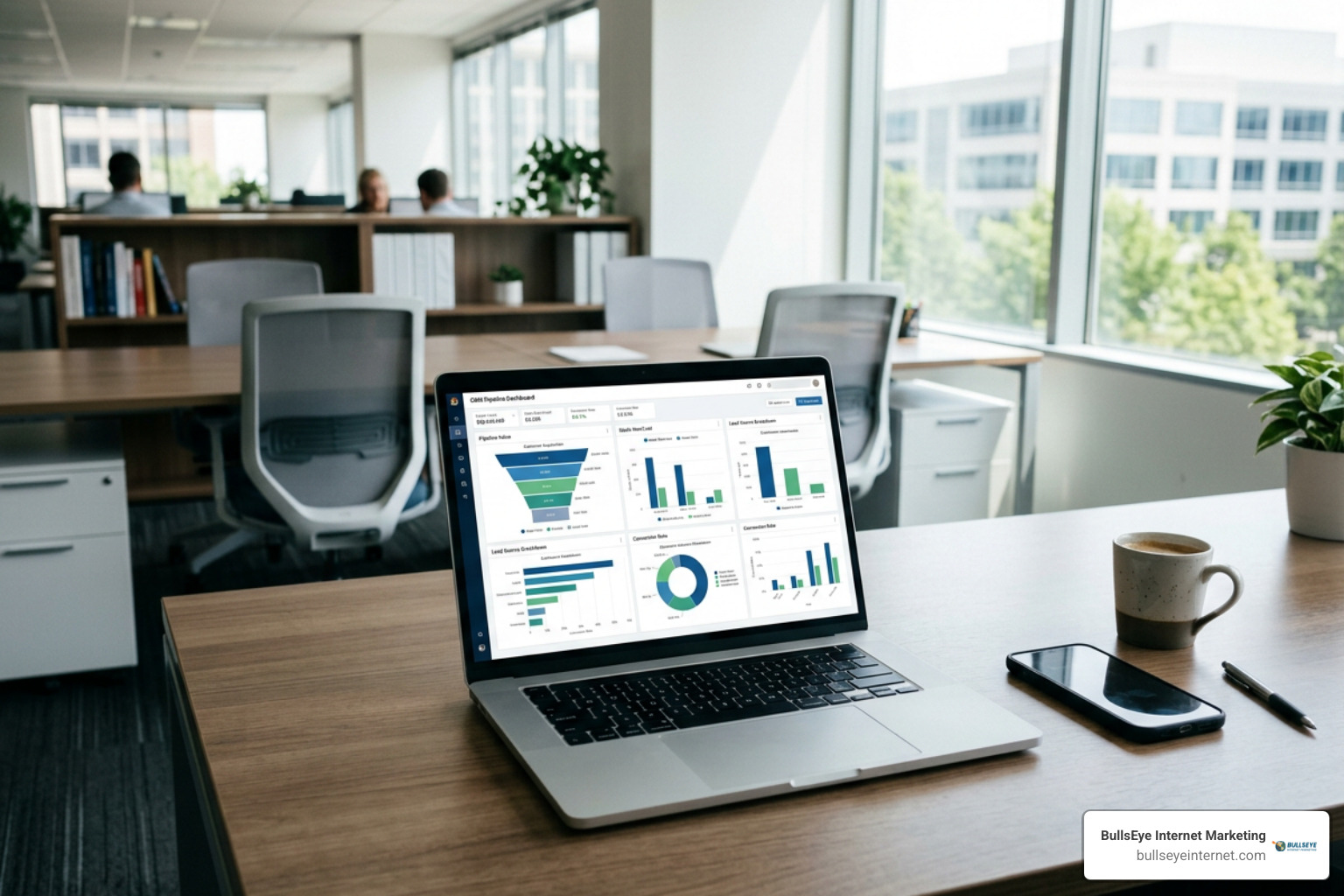 CRM pipeline dashboard tracking customer acquisition cost and lead ROI