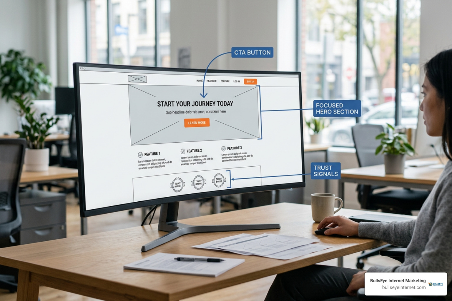 High-converting landing page wireframe and CRO elements High-converting landing page wireframe and CRO elements