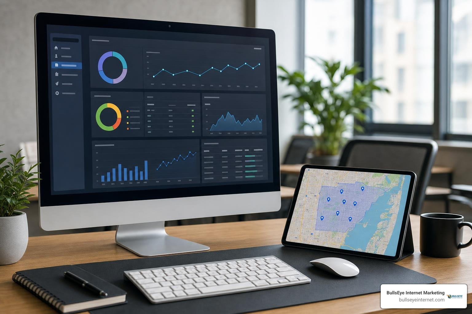Local SEO technical dashboard and geographic citation map