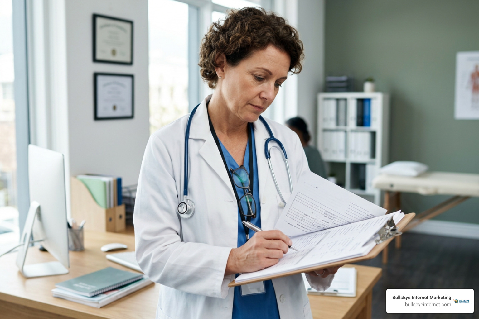 board-certified physician examining clinical records board-certified physician examining clinical records