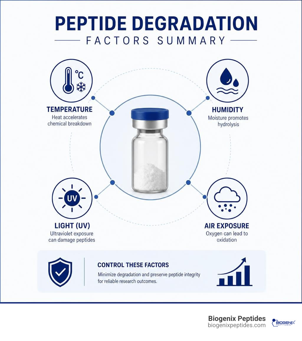 peptide degradation factors summary infographic peptide degradation factors summary infographic