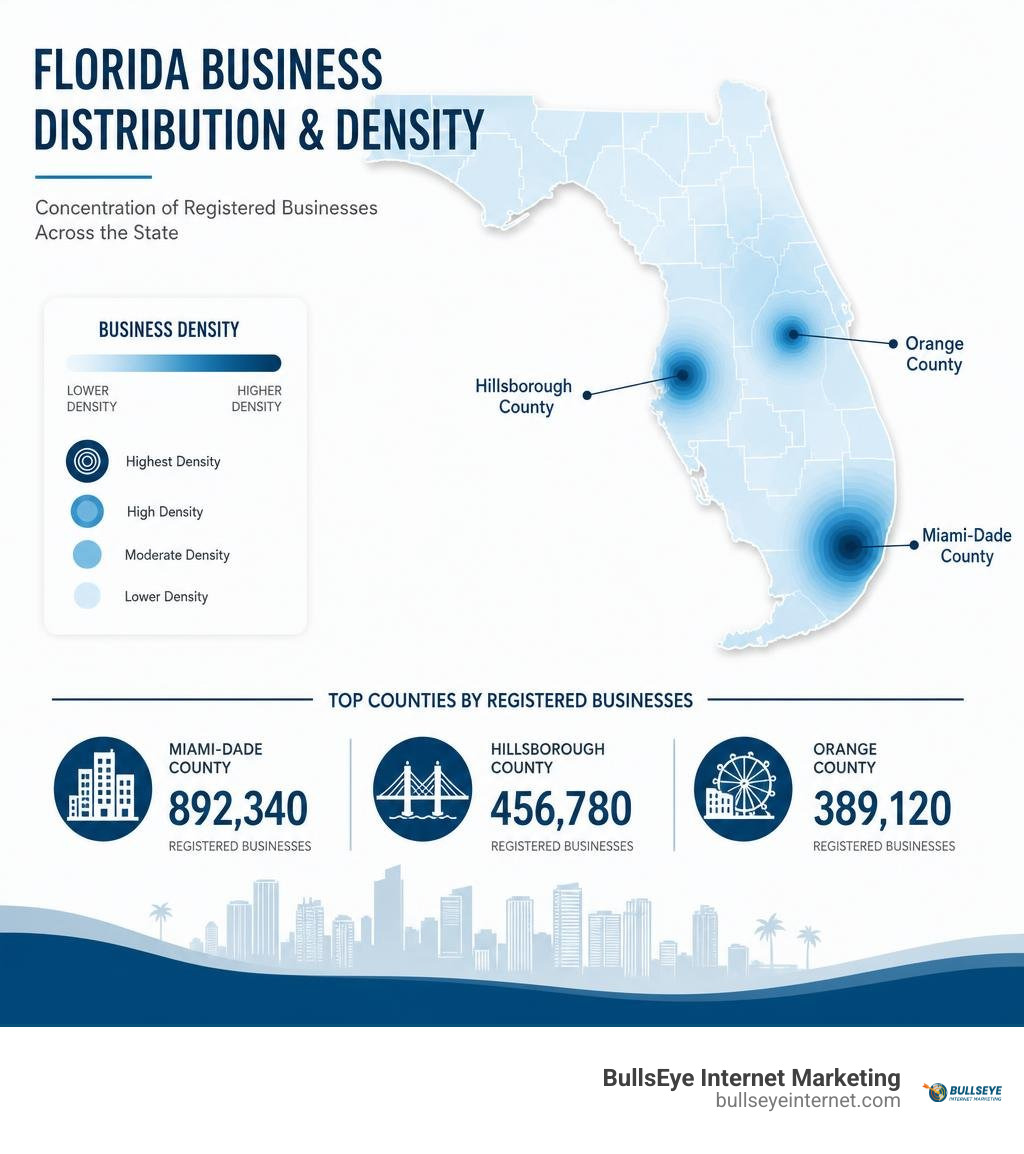 Regional business distribution and density across Florida infographic