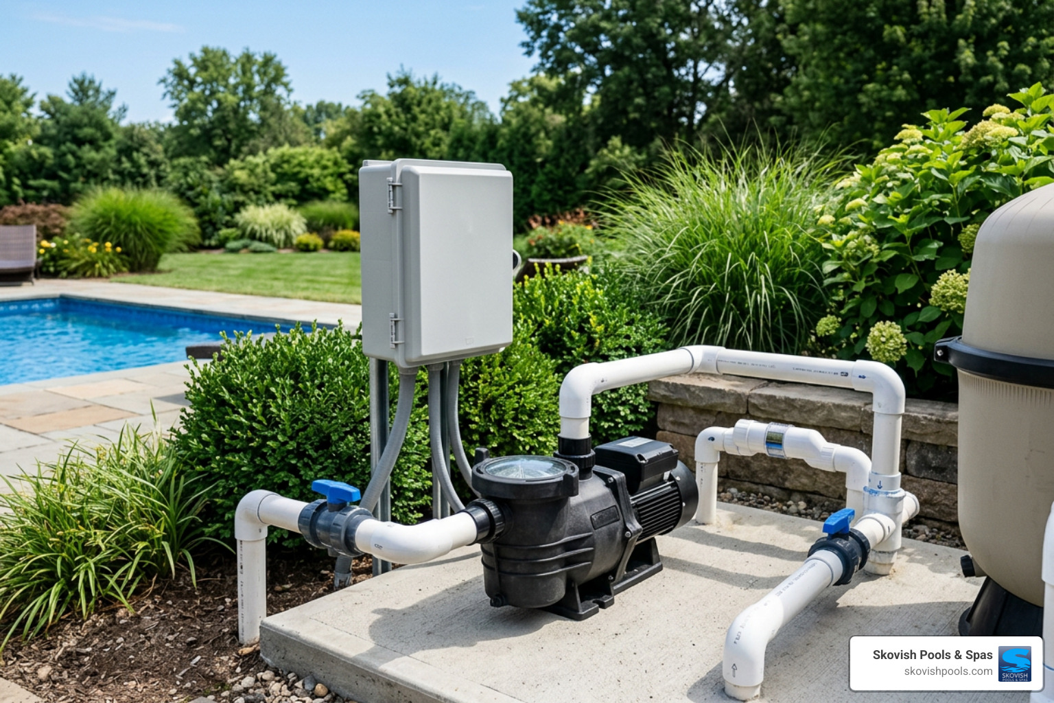 Energy-efficient variable-speed pump and automated control panel installation
