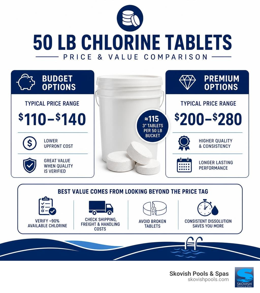 50 lb chlorine tablet price and value comparison infographic 50 lb chlorine tablet price and value comparison infographic