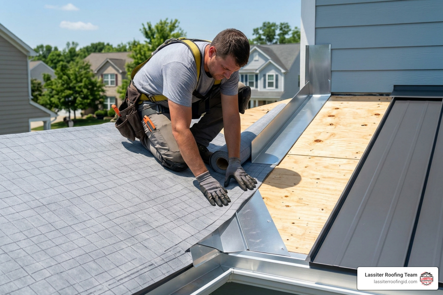 Metal roof underlayment and flashing detail