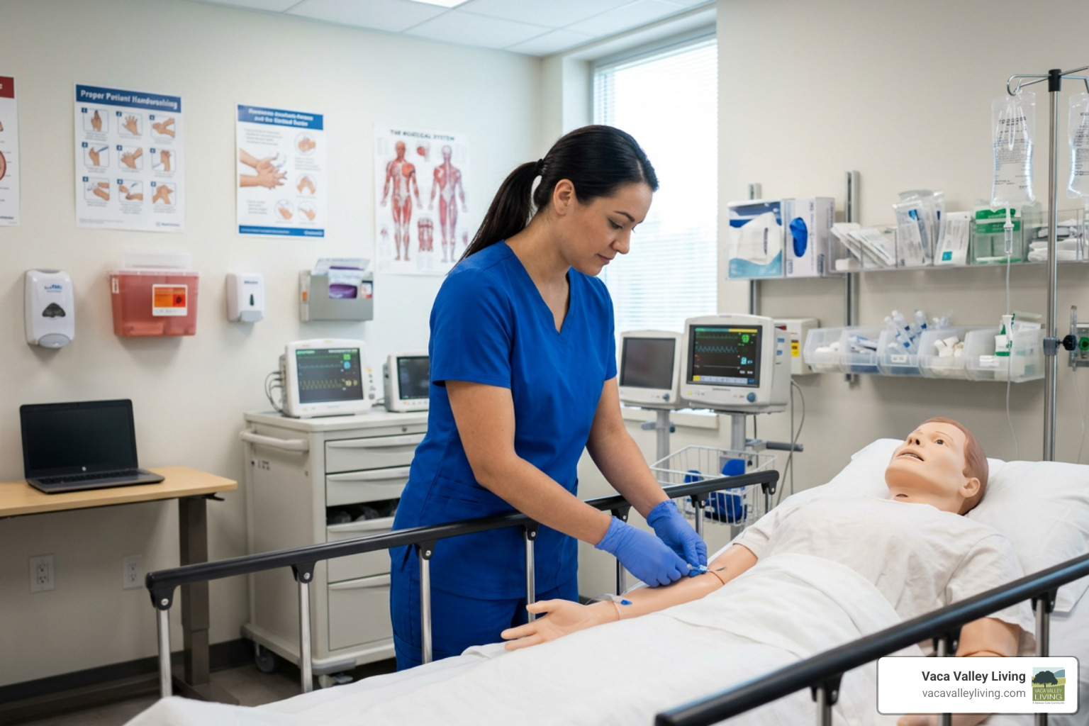 caregiver practicing clinical skills in training lab caregiver practicing clinical skills in training lab