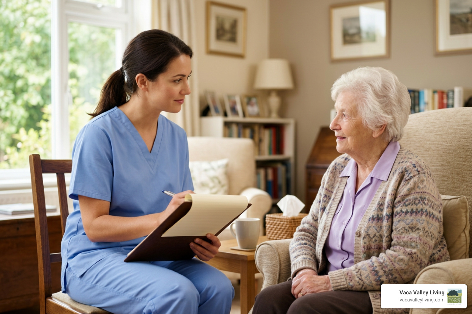 Nurse conducting a comprehensive cognitive and wellness assessment