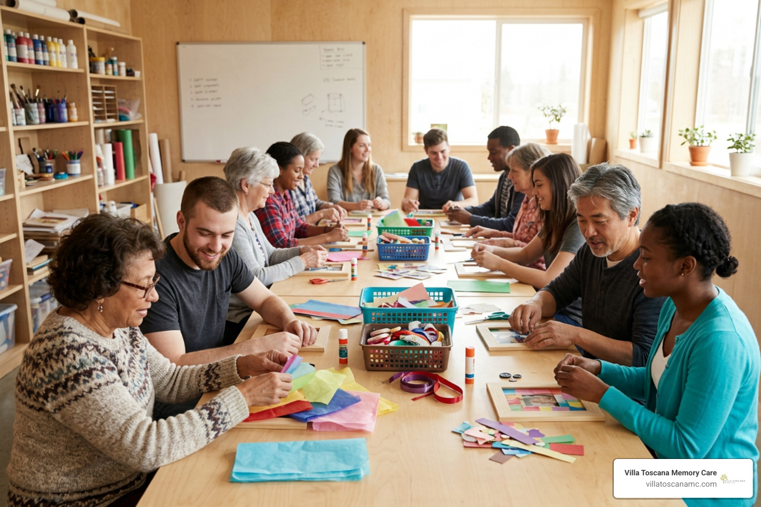Diverse community workshop supporting individuals living with dementia
