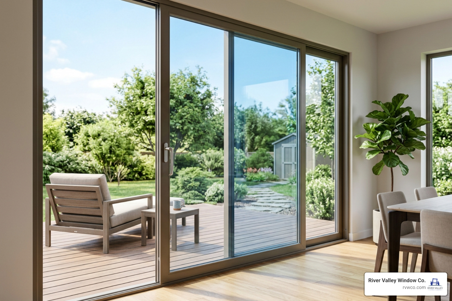 Energy-efficient Low-E dual-pane glass patio door Energy-efficient Low-E dual-pane glass patio door