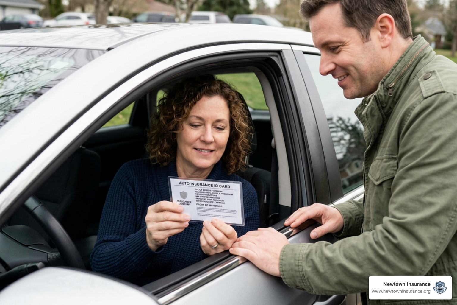 driver displaying an electronic auto insurance card on a smartphone driver displaying an electronic auto insurance card on a smartphone