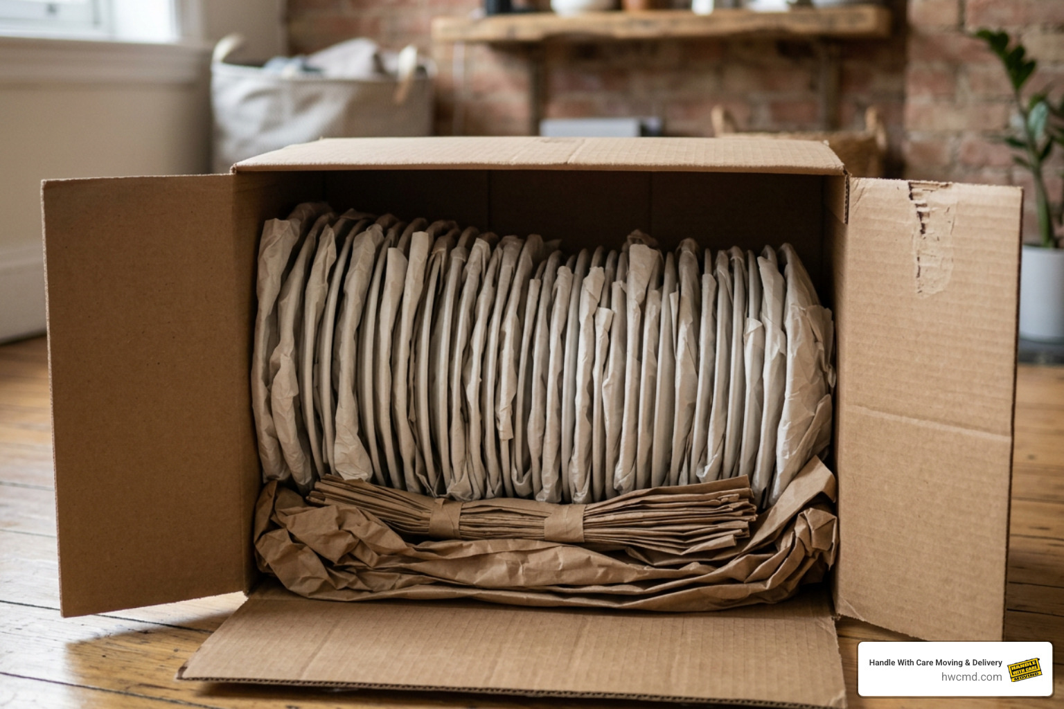 Vertical plate packing inside cushioned moving box Vertical plate packing inside cushioned moving box