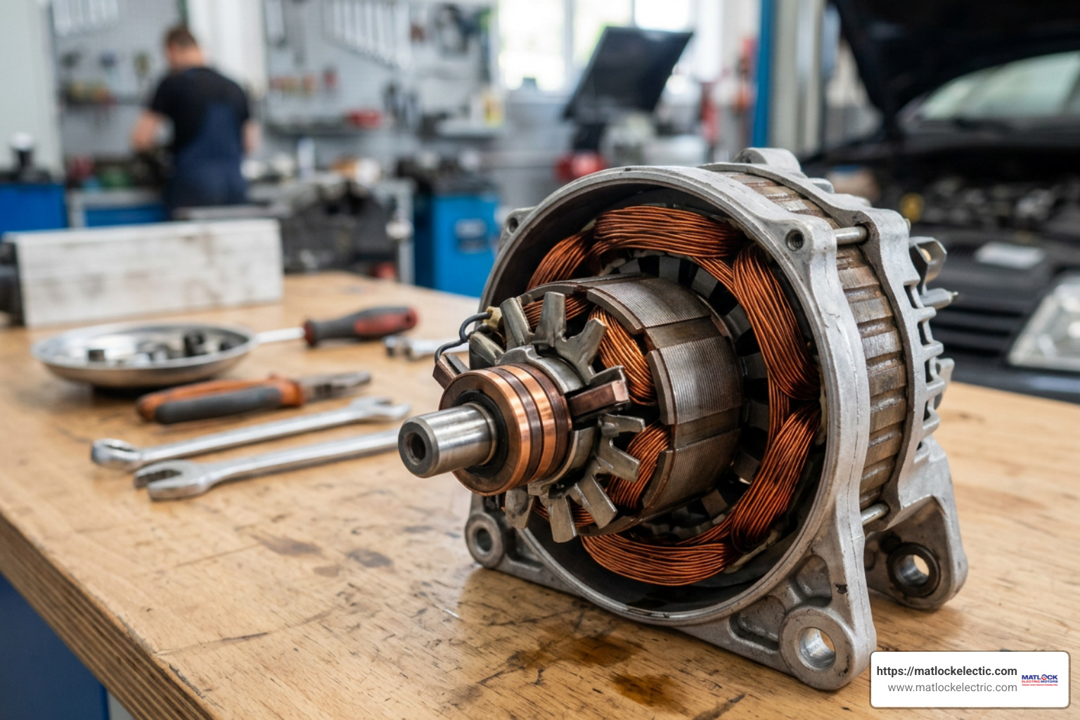 alternator internal components and rotor assembly