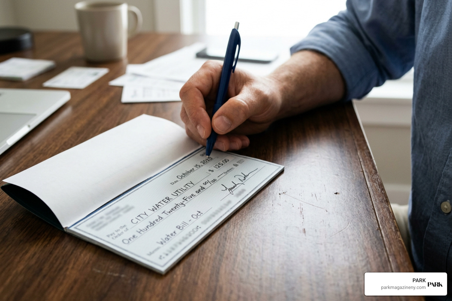 gel pen writing on a check for fraud protection