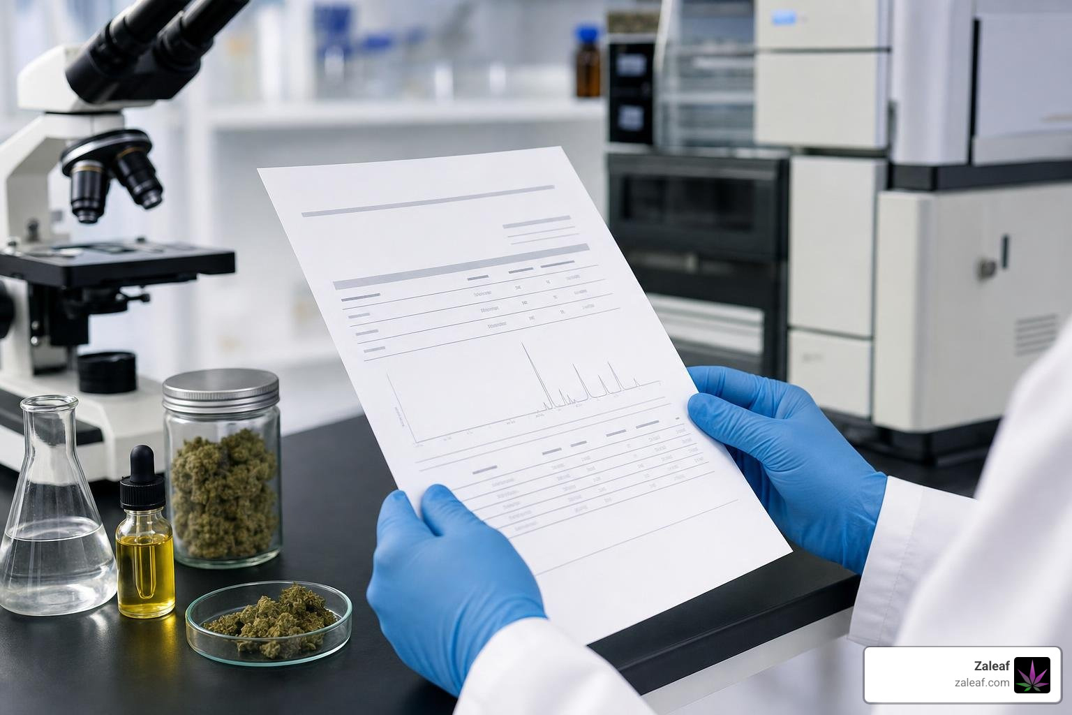 Certificate of Analysis document showing cannabinoid purity