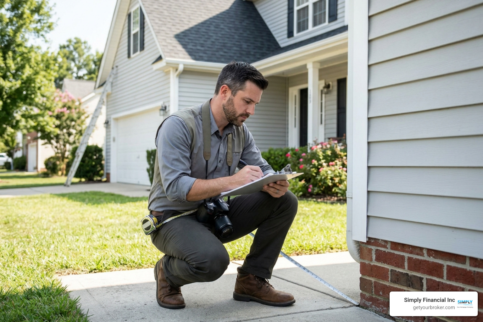 Licensed appraiser evaluating residential home condition
