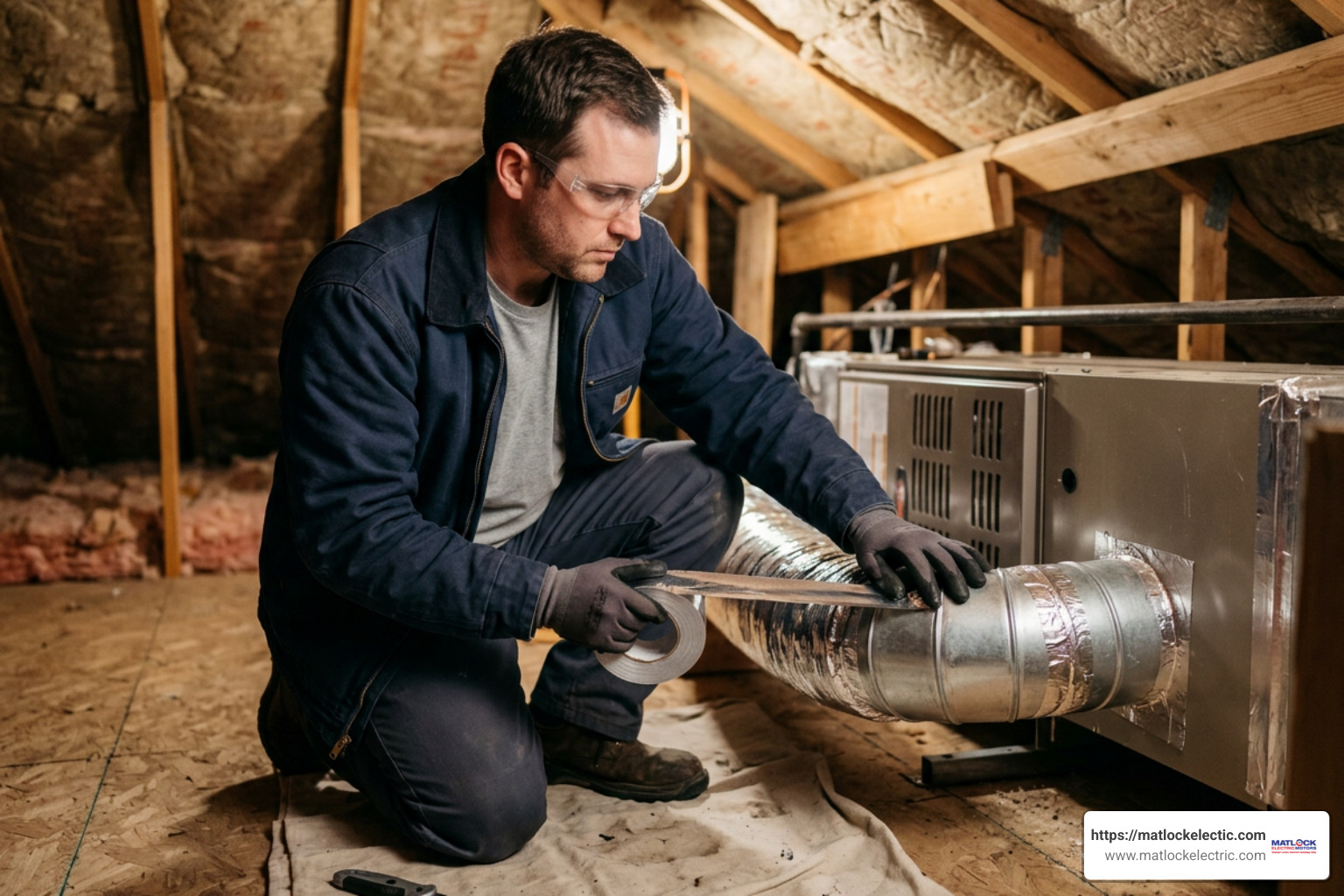 Applying mastic sealant and mesh tape to sheet metal duct joints