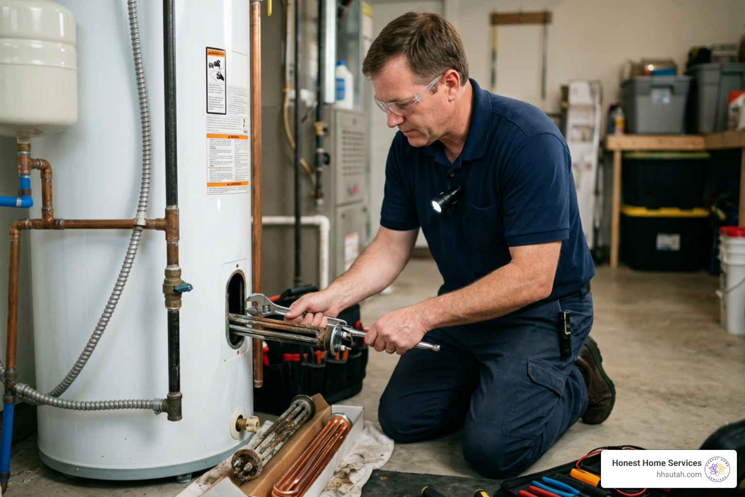 technician replacing an electric heating element technician replacing an electric heating element