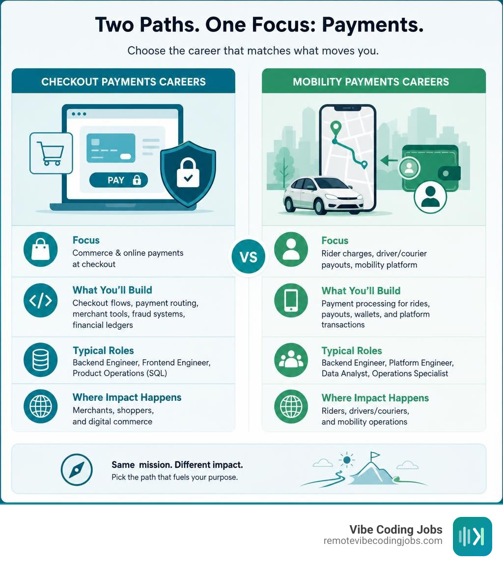 Bolt Financial checkout careers compared with Bolt mobility payments careers infographic
