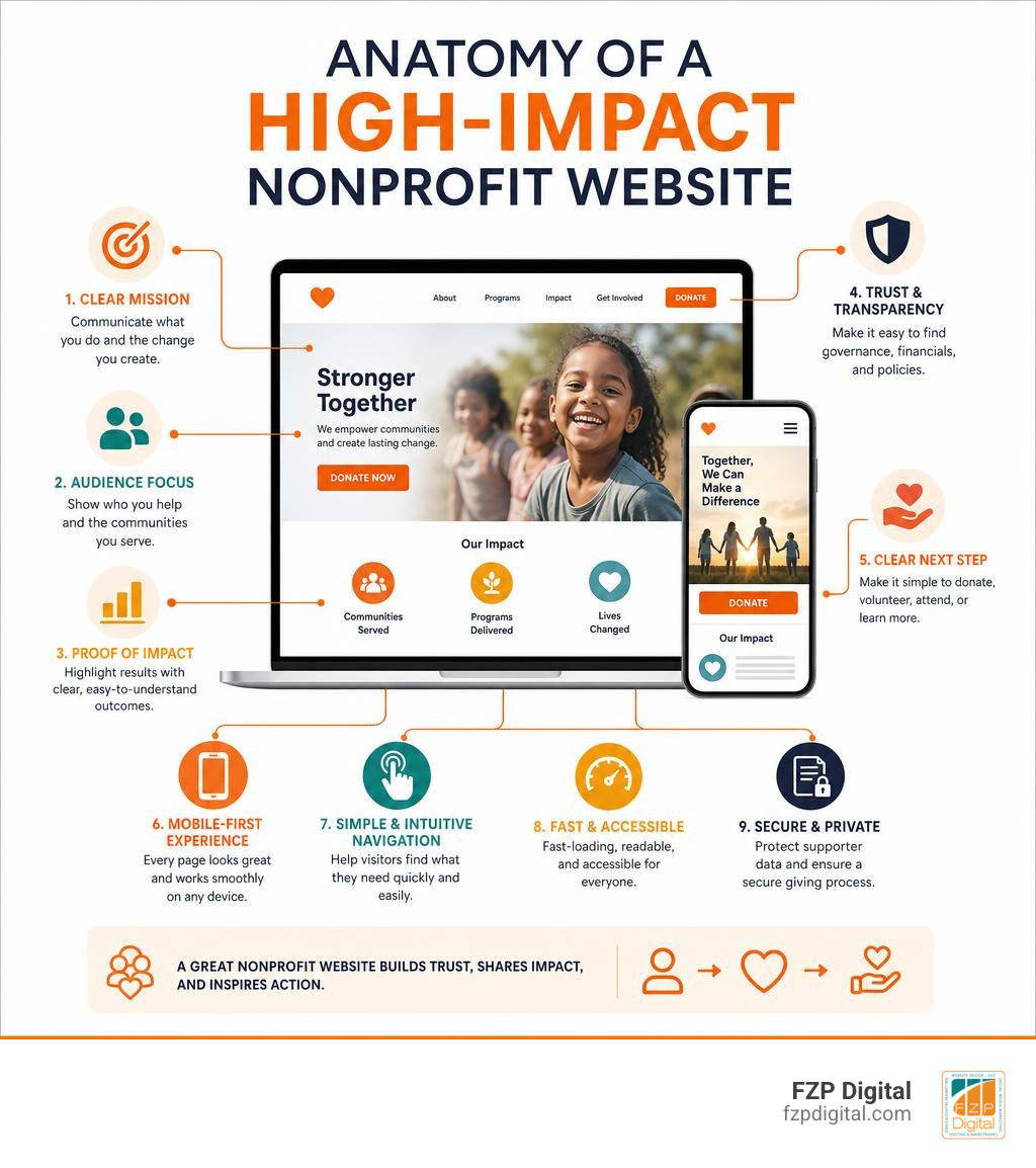 Anatomy of a high-impact nonprofit website infographic Anatomy of a high-impact nonprofit website infographic