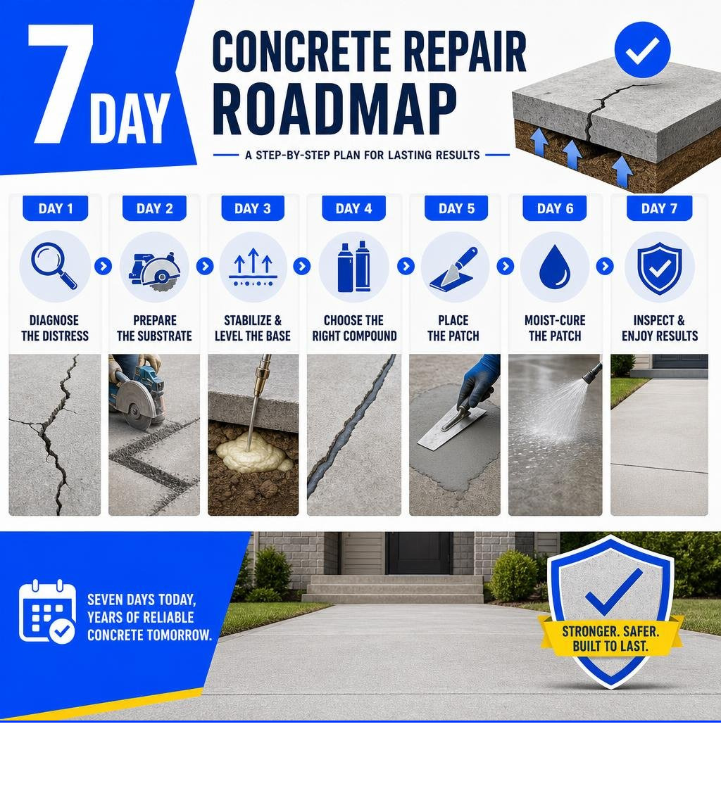 7-day concrete repair roadmap infographic 7-day concrete repair roadmap infographic