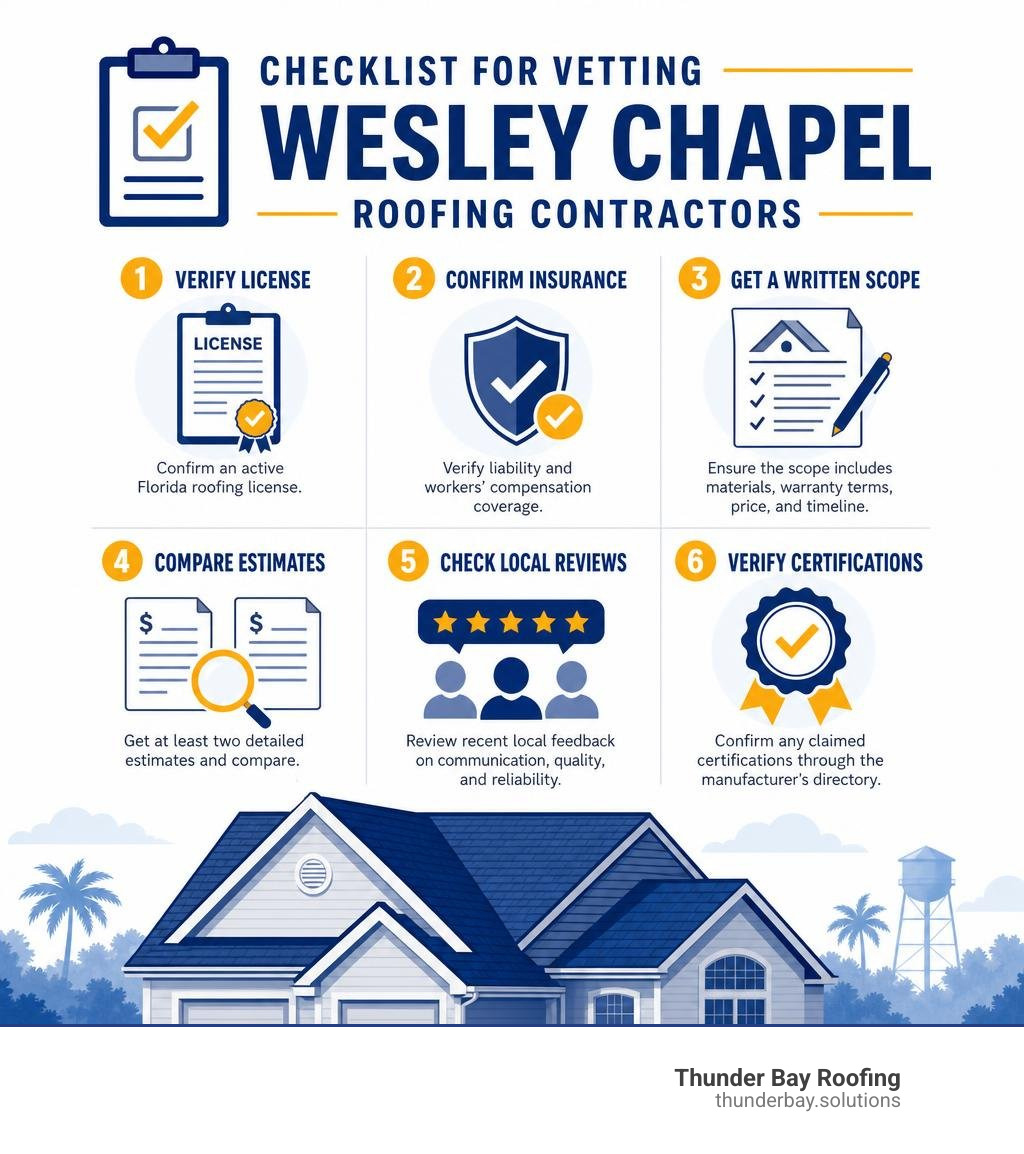 Checklist for vetting Wesley Chapel roofing contractors infographic Checklist for vetting Wesley Chapel roofing contractors infographic