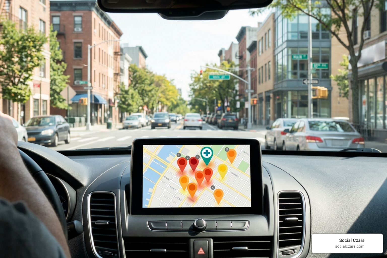 Geo-grid tracking dashboard showing local pack rankings across urban coordinates