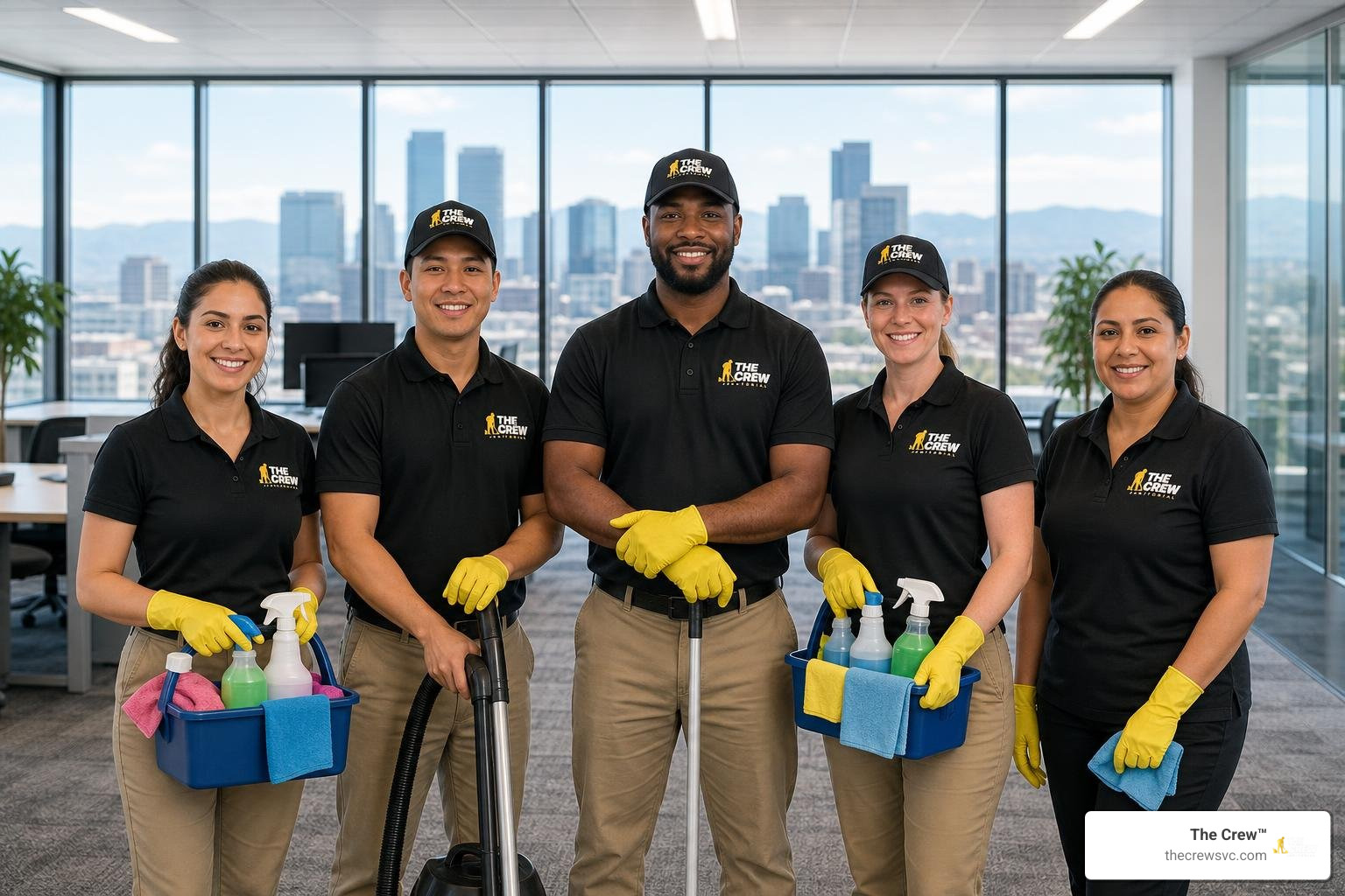 Vetted commercial cleaning team working in Denver facility Vetted commercial cleaning team working in Denver facility