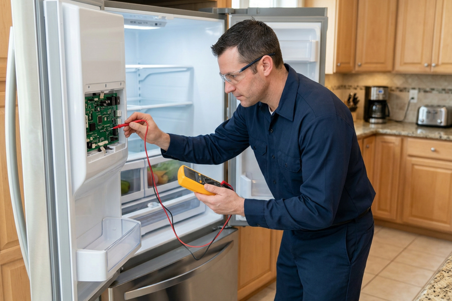 certified technician testing electronic controls