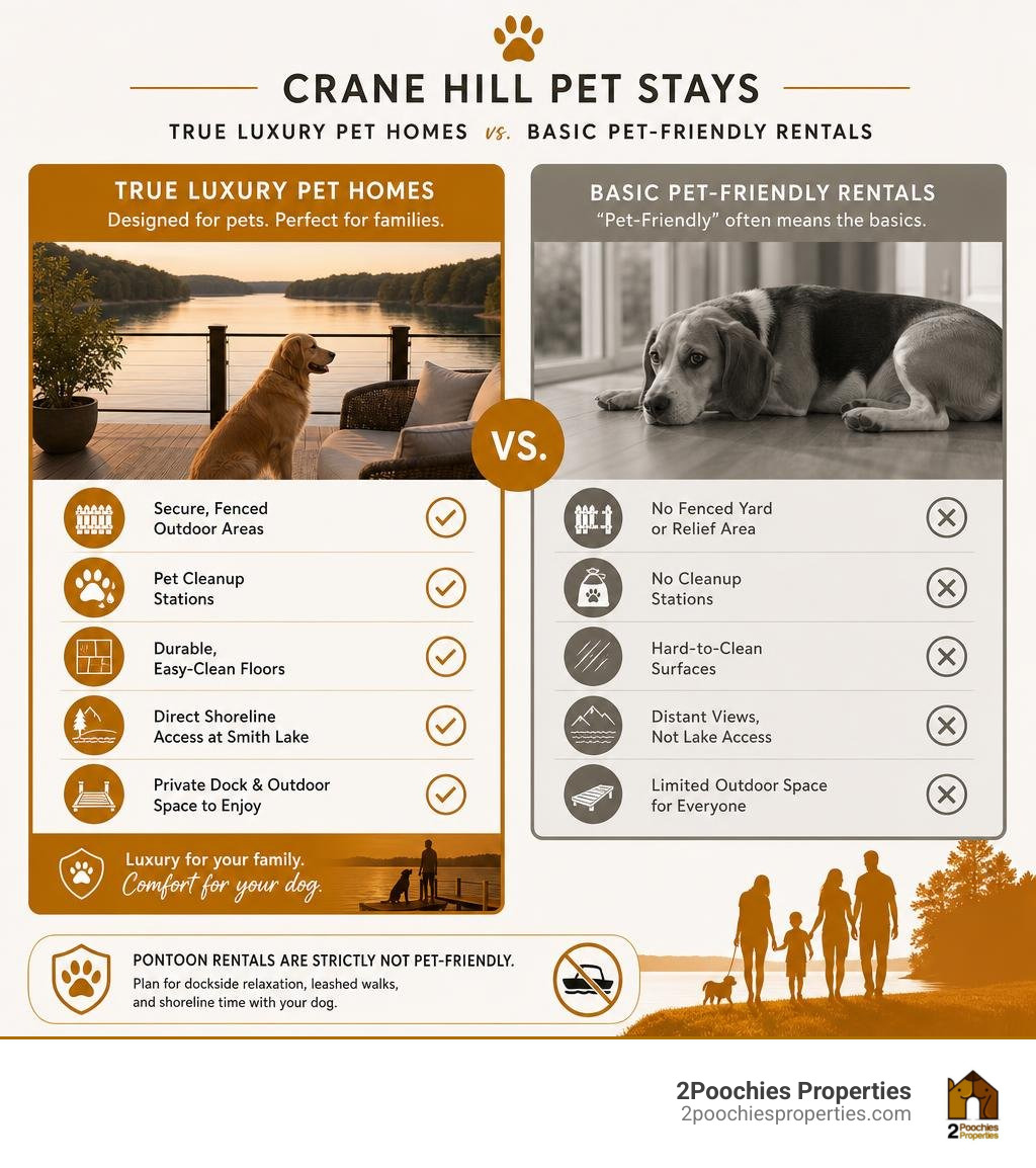 Infographic comparing true luxury pet homes with basic pet-friendly rentals infographic