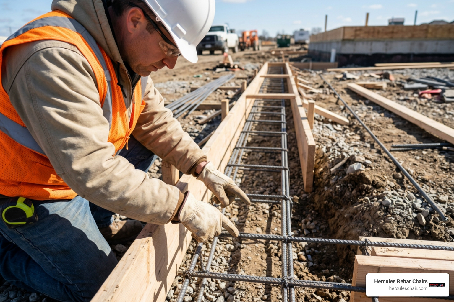 building inspector reviewing residential concrete footing rebar