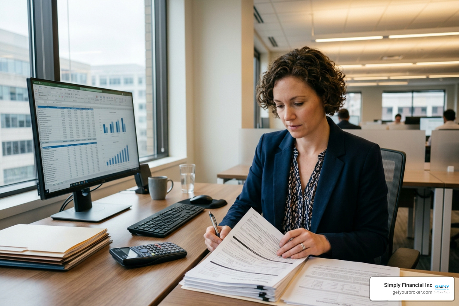 Loan underwriter reviewing mortgage application