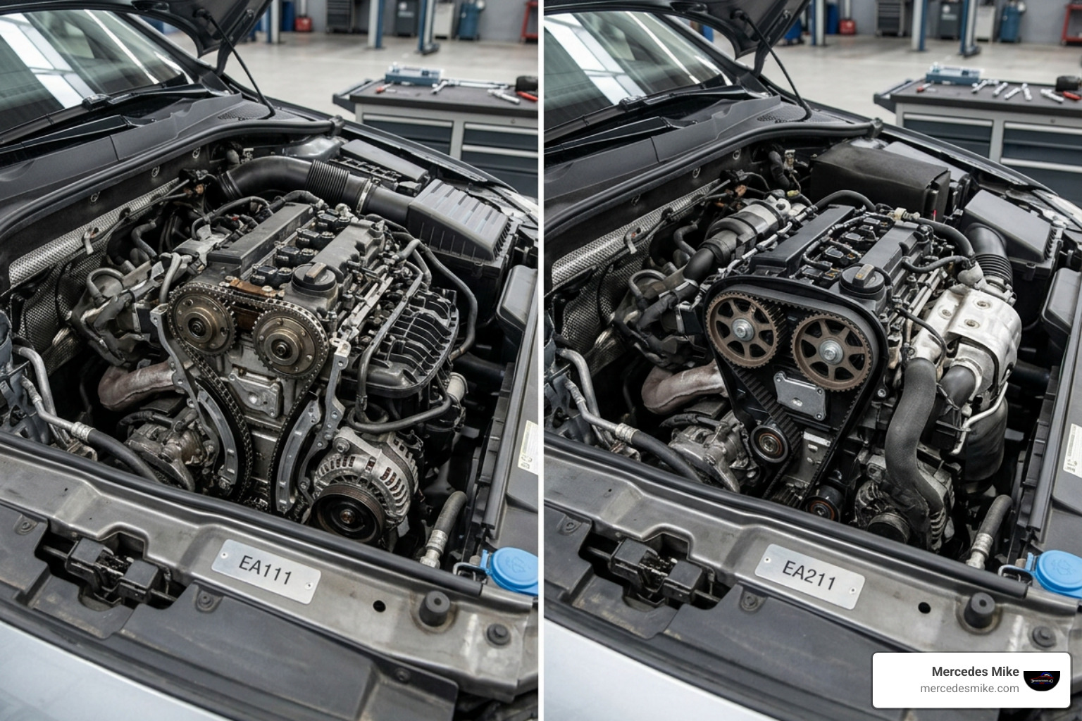 Audi A1 EA111 vs EA211 engine timing configuration