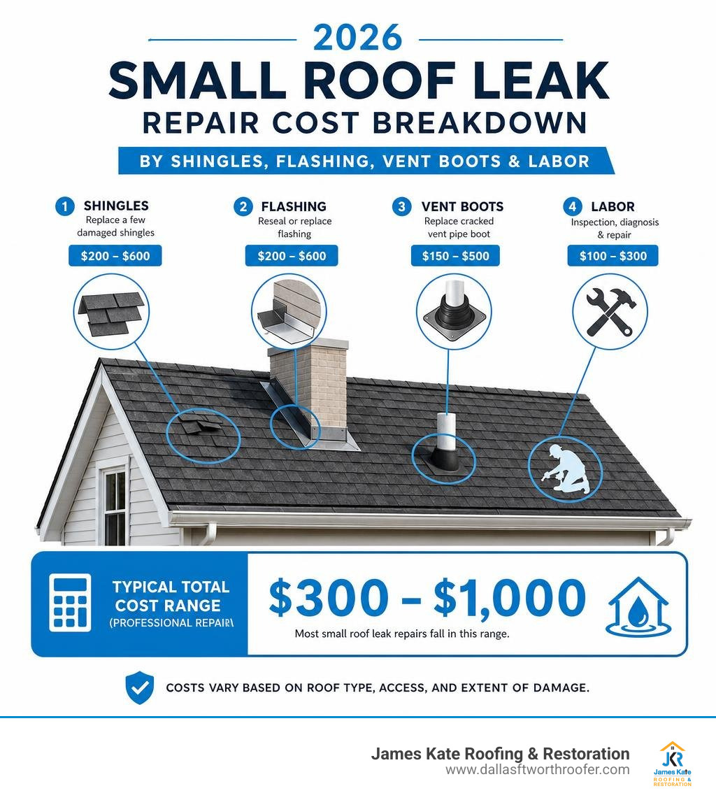 2026 small roof leak repair cost breakdown by shingles flashing vent boots and labor infographic 2026 small roof leak repair cost breakdown by shingles flashing vent boots and labor infographic