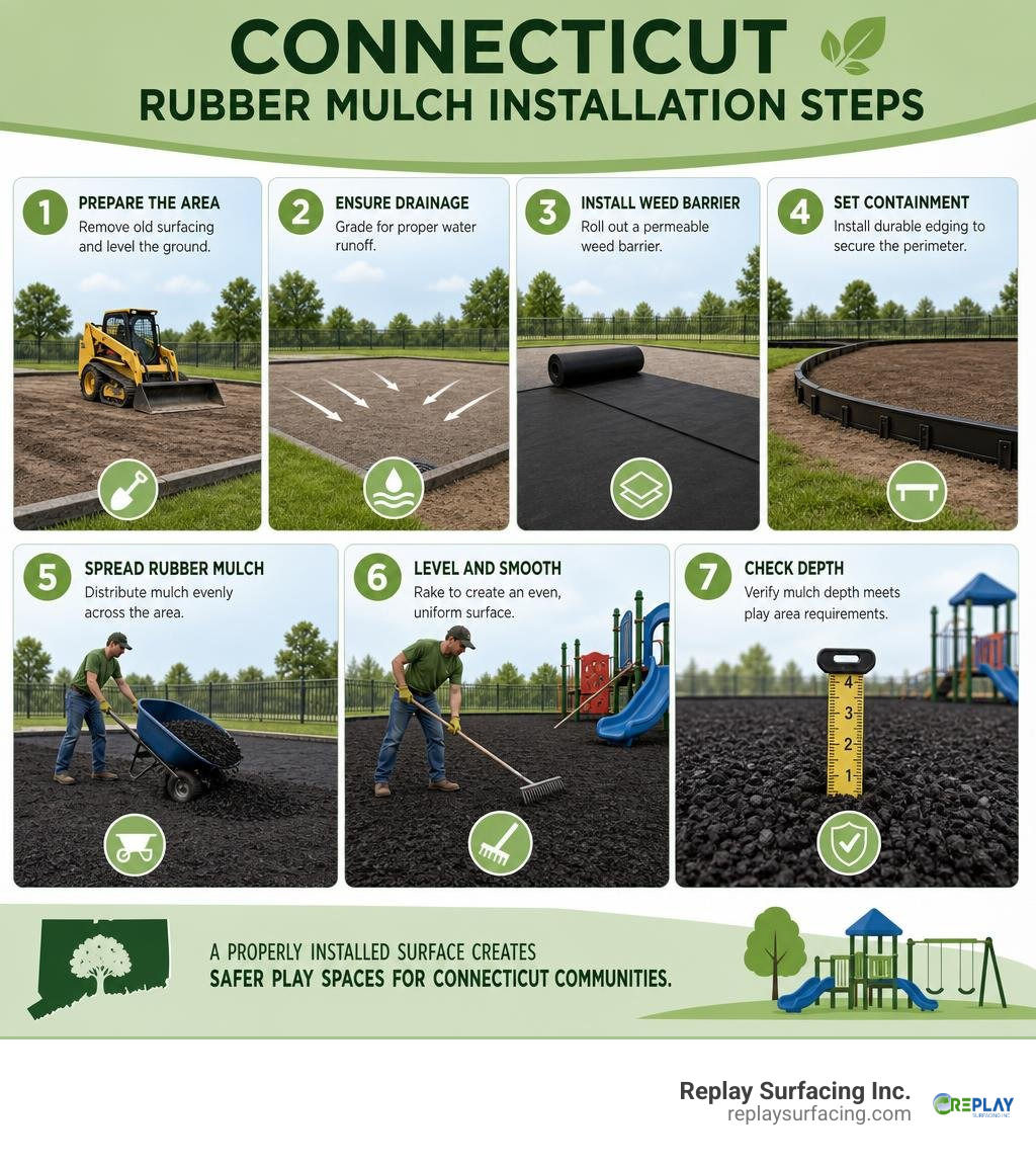 Connecticut rubber mulch installation steps infographic