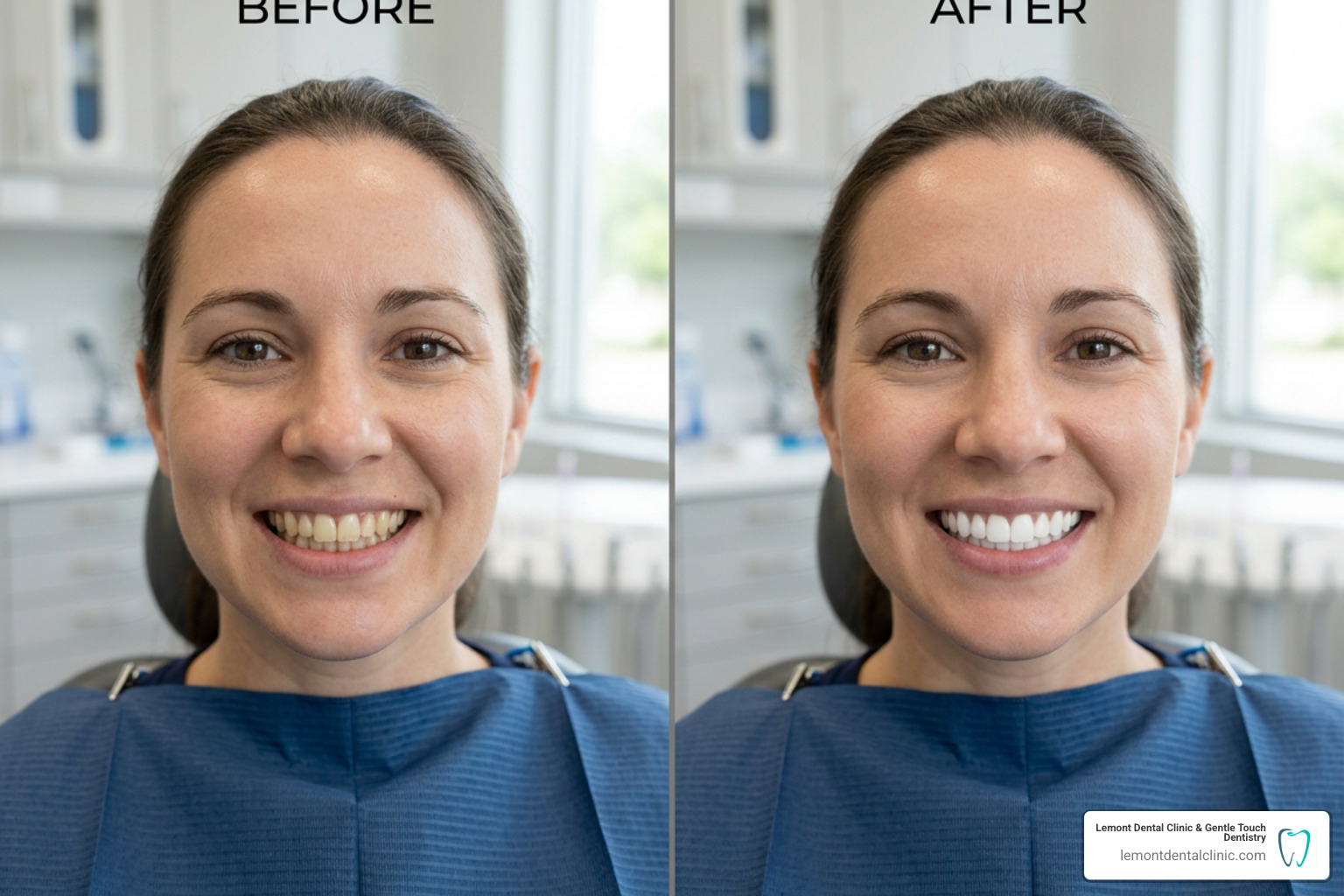 before-and-after smile transformation showing aesthetic dental improvements