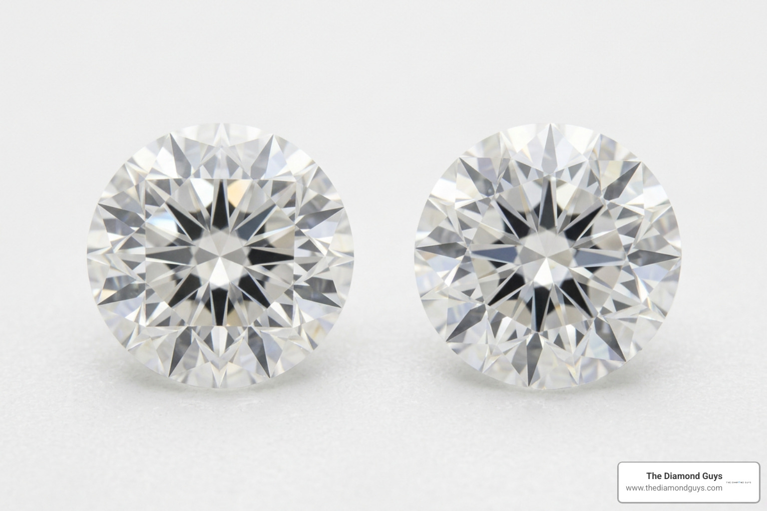 Side-by-side comparison of 2 carat natural diamond and CVD lab diamond Side-by-side comparison of 2 carat natural diamond and CVD lab diamond