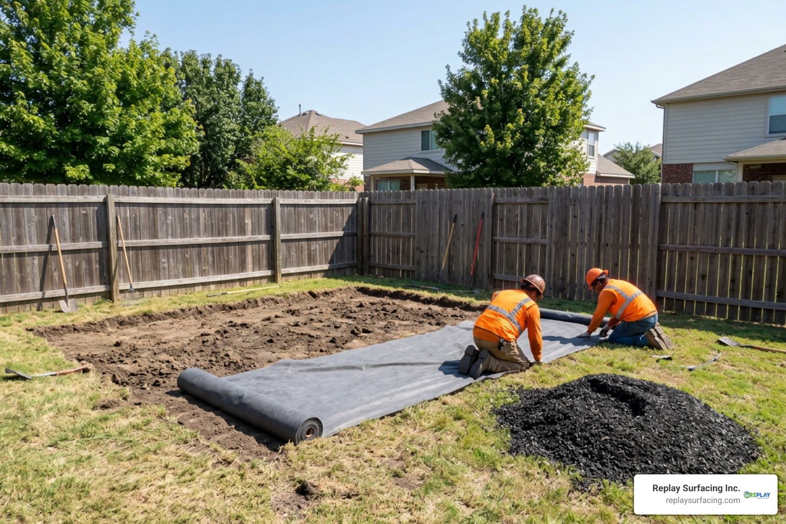 Excavation and geotextile fabric installation