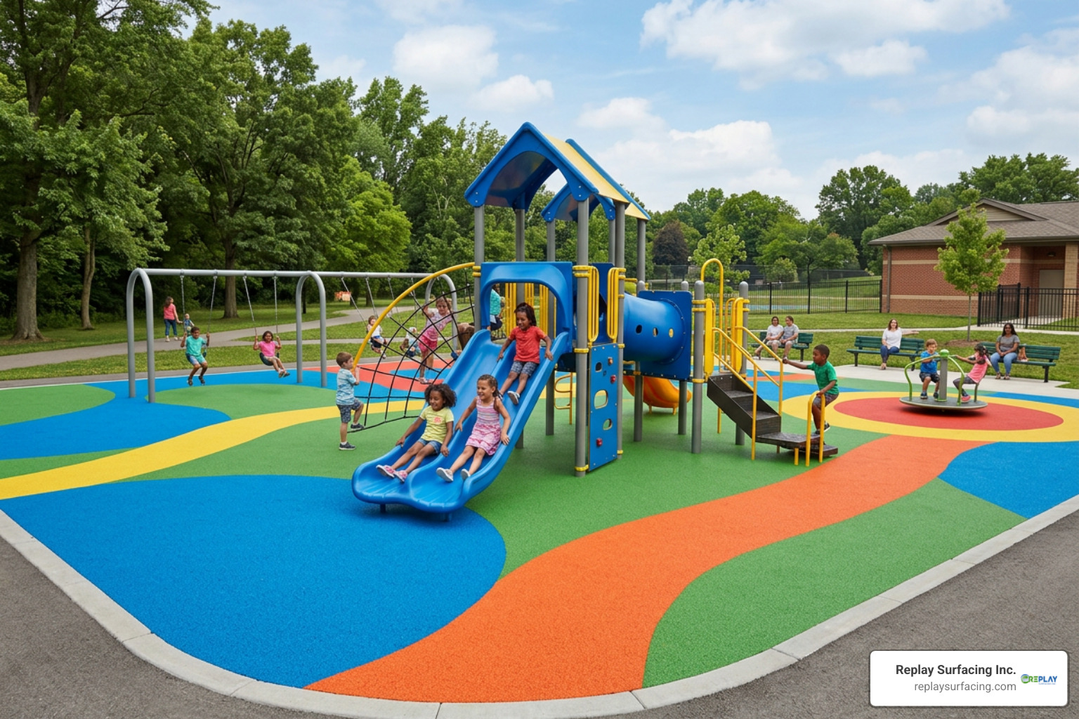 Finished playground rubber surfacing