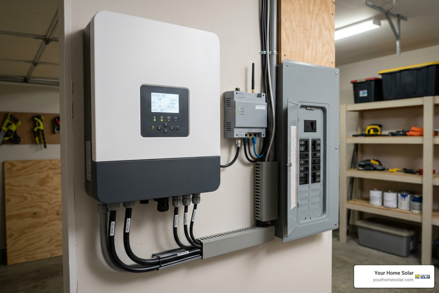 hybrid solar inverter and smart electrical management gateway mounted in a home hybrid solar inverter and smart electrical management gateway mounted in a home