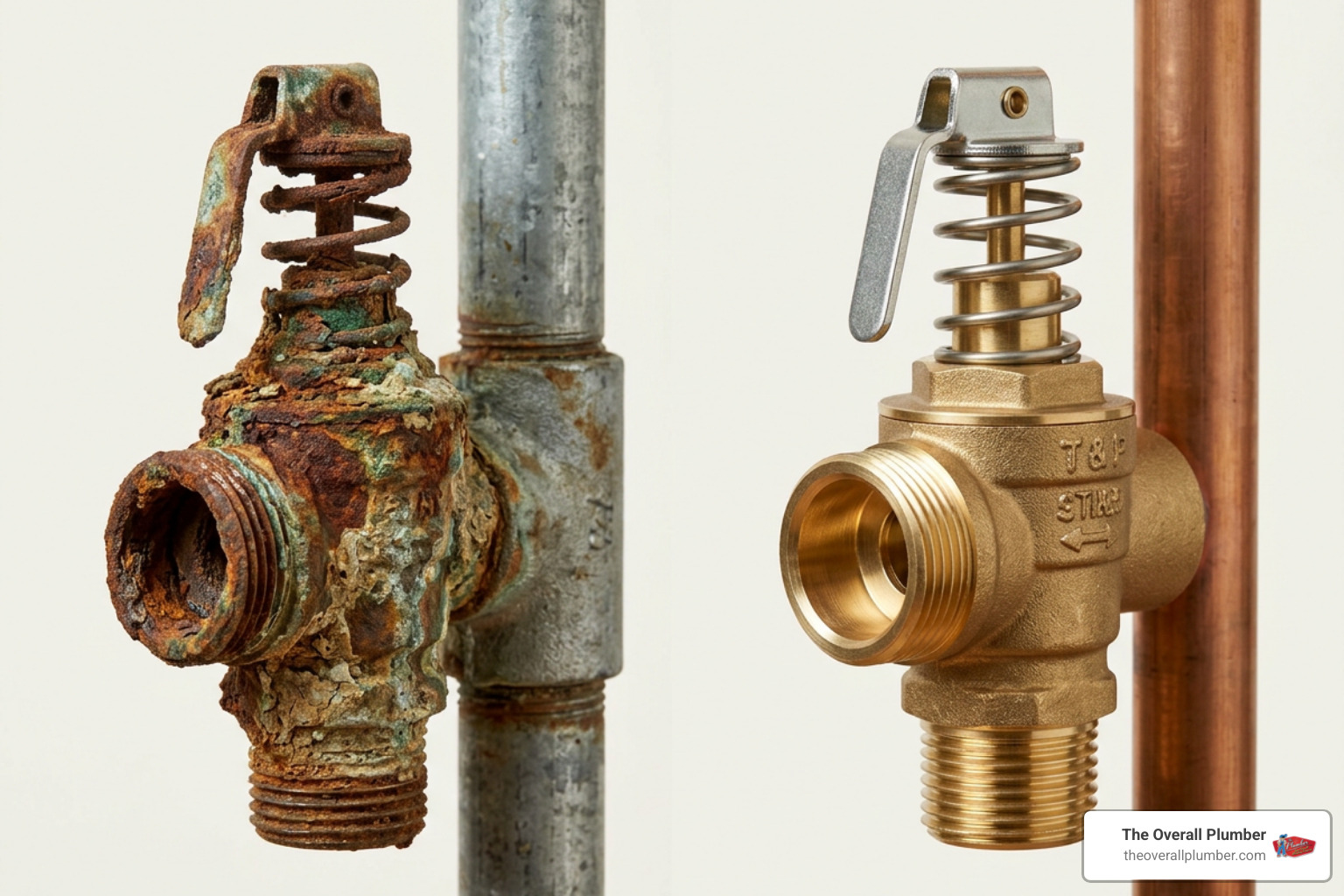 corroded vs new pressure relief valve corroded vs new pressure relief valve