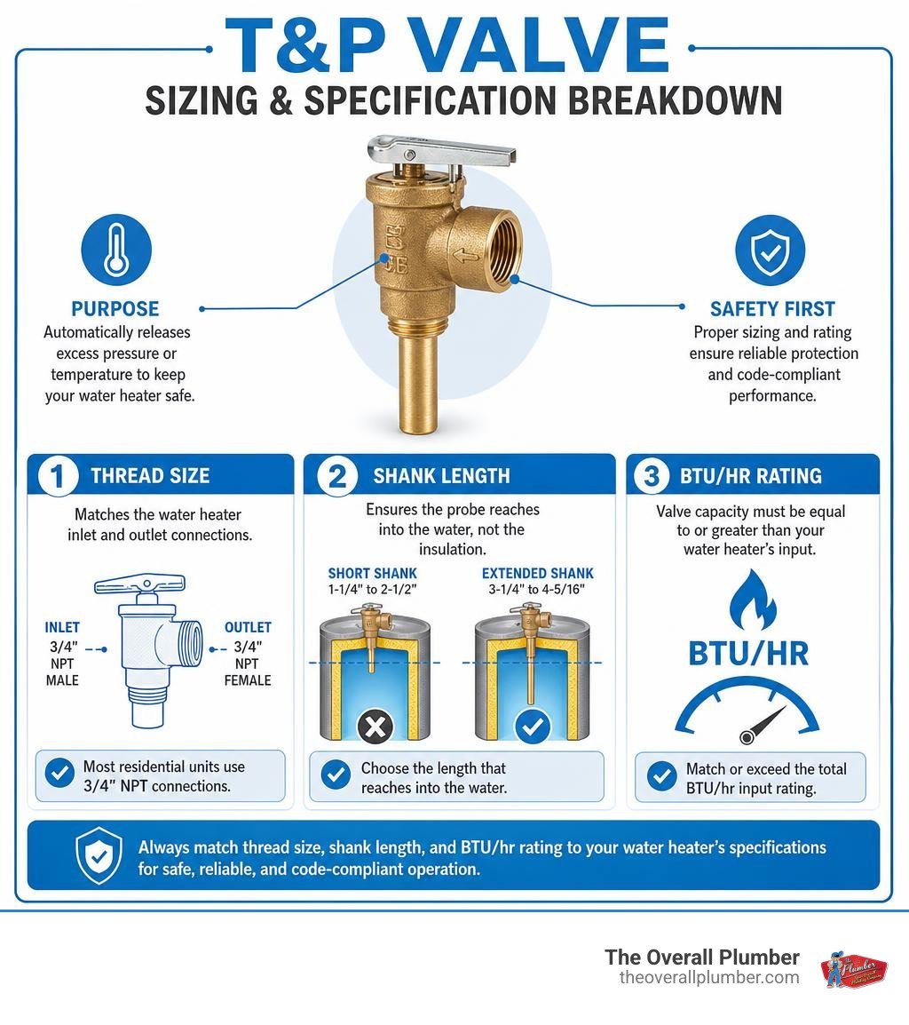 T&P valve sizing and specification breakdown infographic T&P valve sizing and specification breakdown infographic