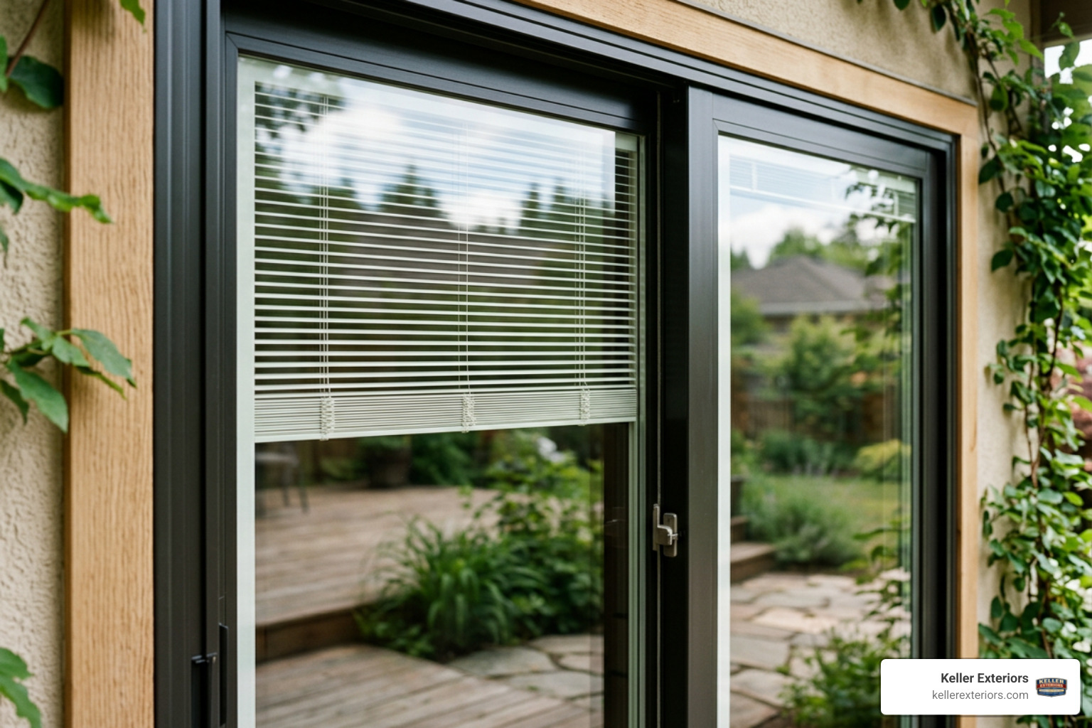 Insulated Low-E patio door glass with internal mini-blinds Insulated Low-E patio door glass with internal mini-blinds