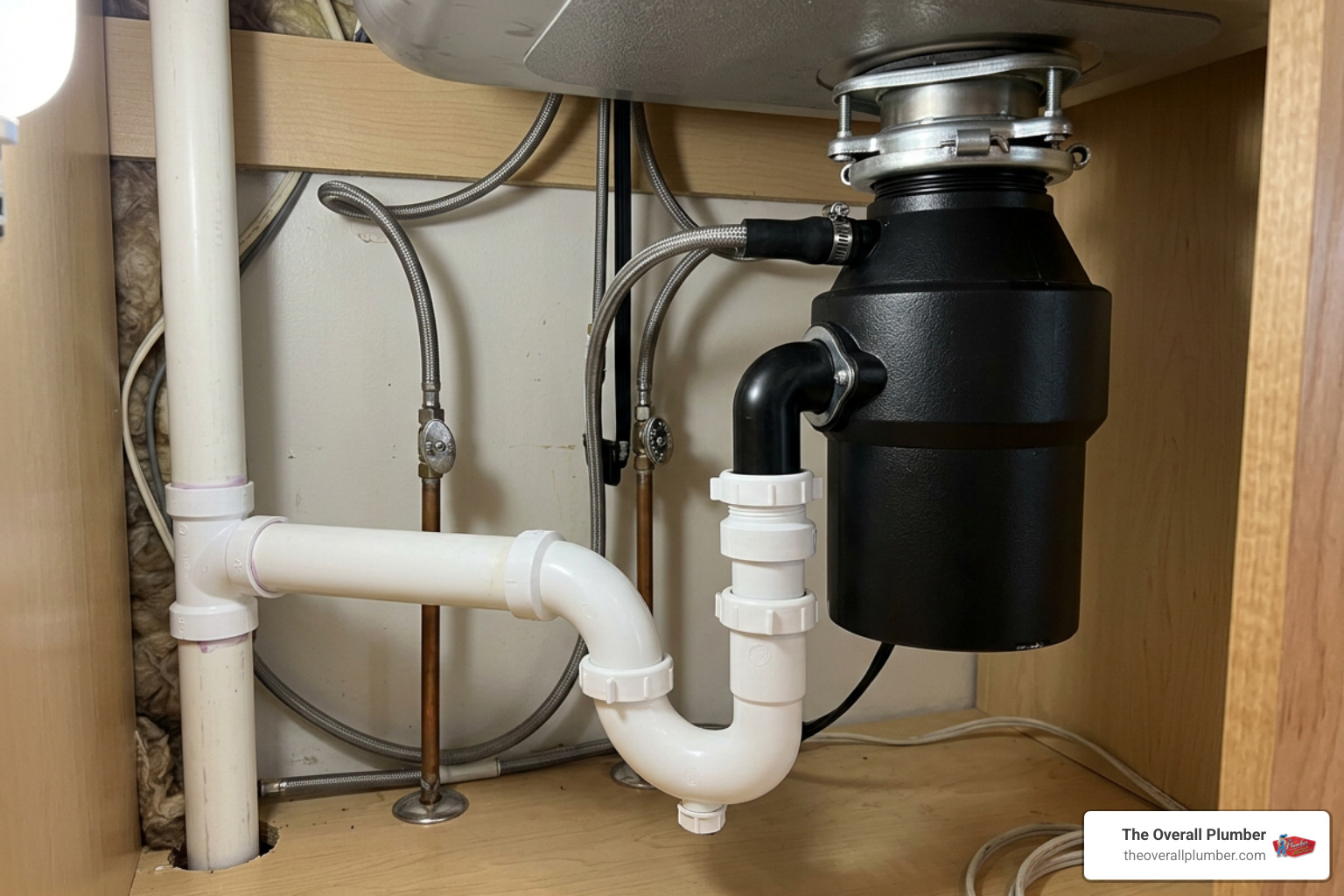 under sink P-trap and garbage disposal discharge pipe under sink P-trap and garbage disposal discharge pipe