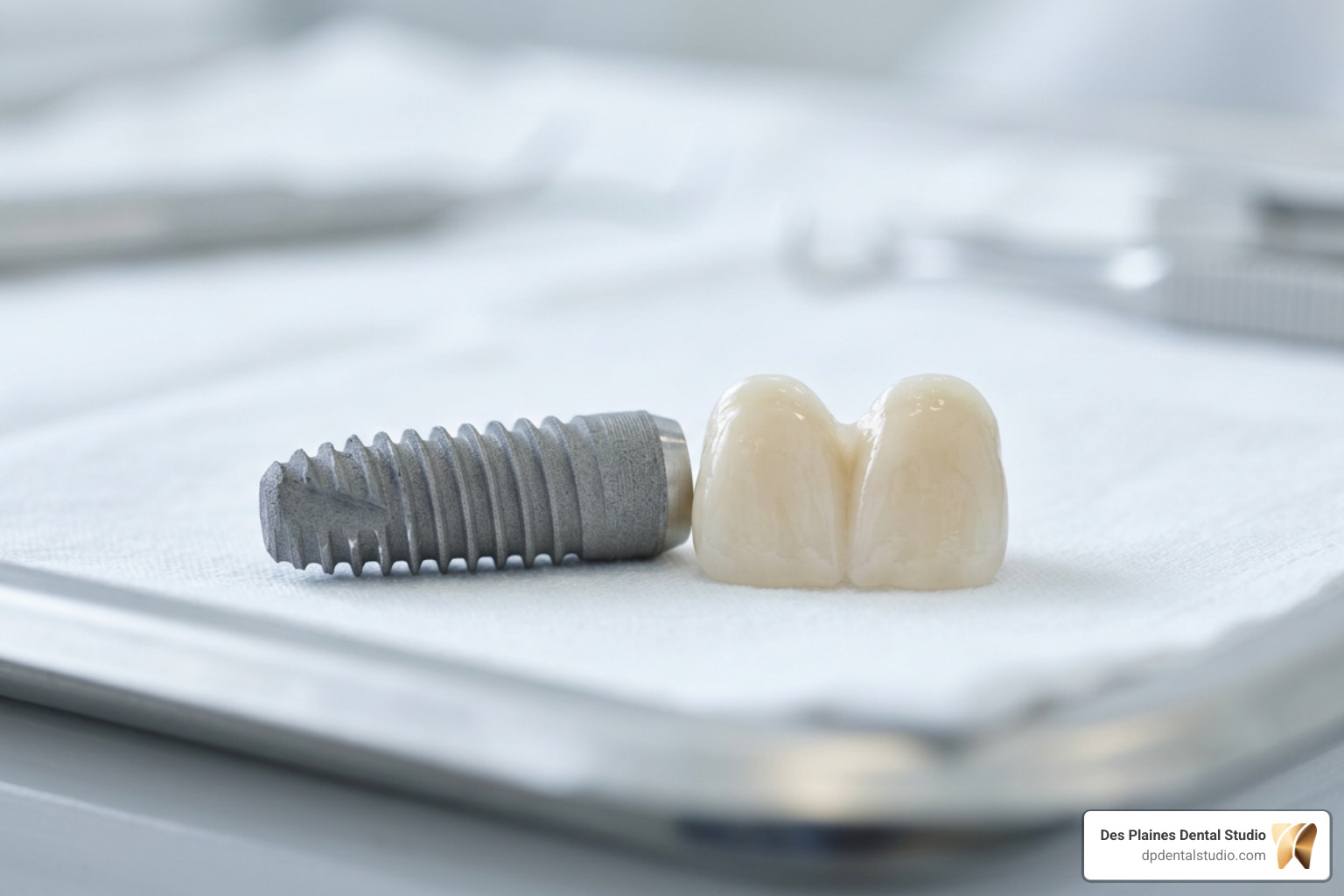 medical-grade titanium implant and custom ceramic crown
